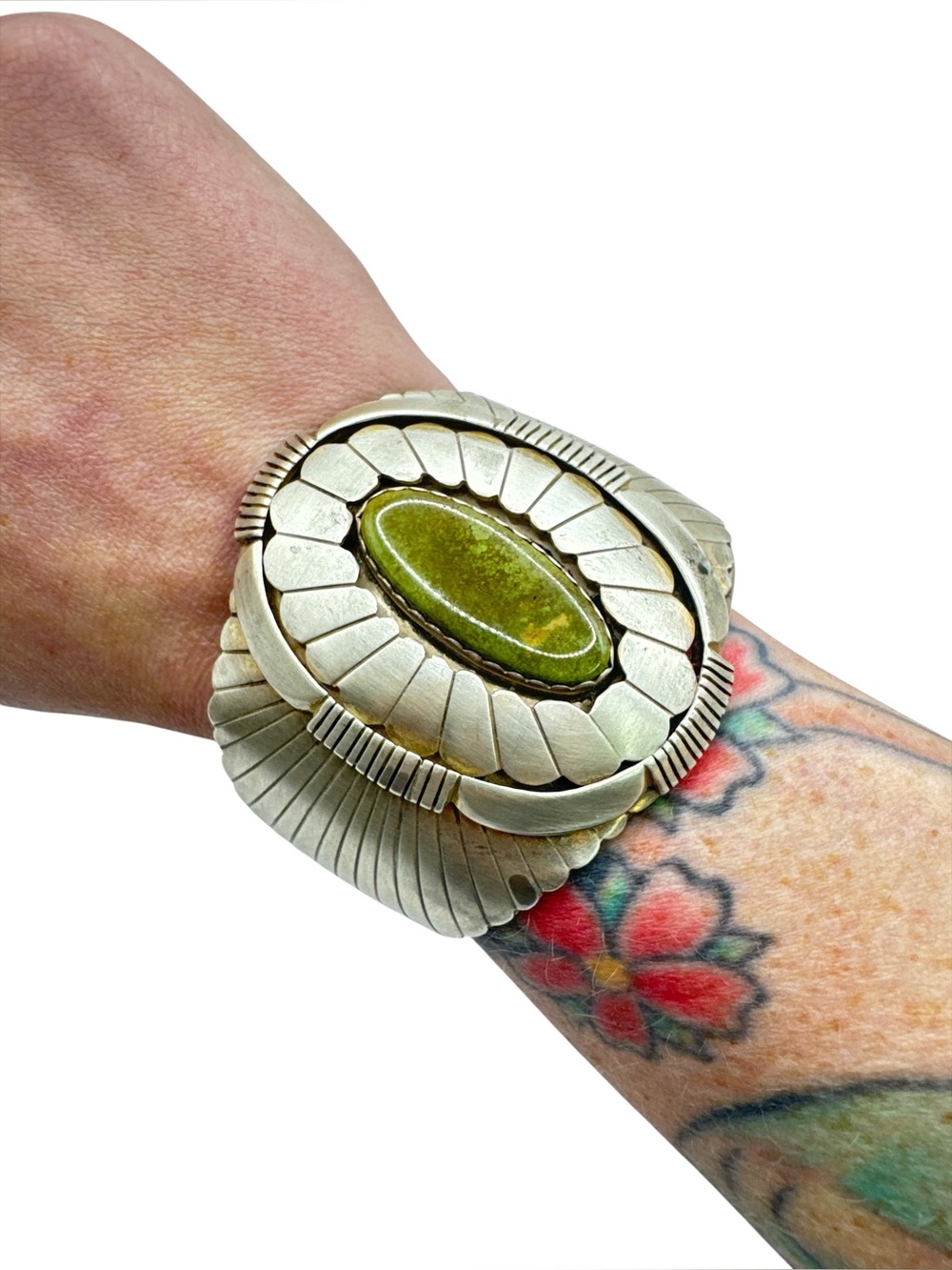 Vintage Early 1960s Navajo New Mexican Cerrillos Turquoise Cuff Bracelet 6.5”